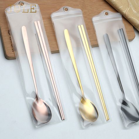 Chop Sticks, Cute Chopsticks, Korean Spoon, Korean Chopsticks Set, Stainless Steel Chopsticks, Spoon Fork Chopstick Set, Pinch Bowls, Cafe Concept, Asian Street Food