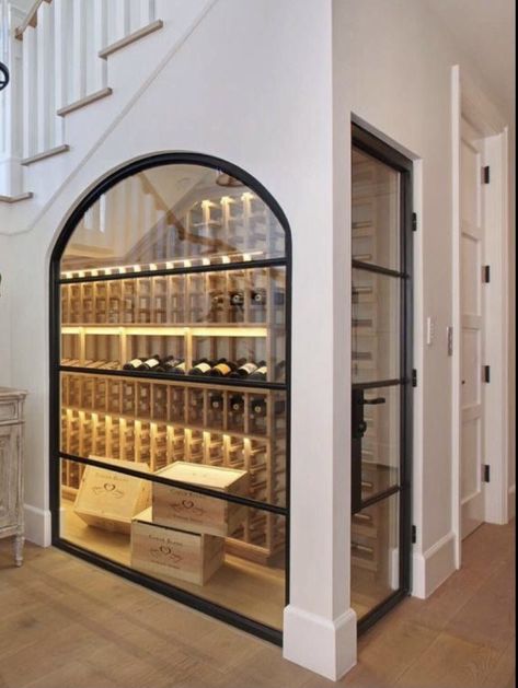 Under Stairs Wine Cellar, تحت الدرج, Open Stairs, Wine Closet, Home Wine Cellars, Cellar Design, Basement Stairs, Versace Home, Understairs Storage