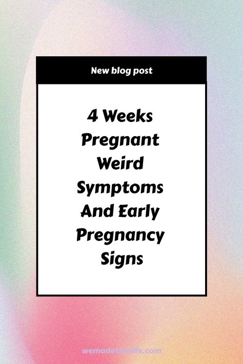 Discover what to expect at 4 weeks pregnant, from weird symptoms like a metallic taste and heightened sense of smell to common early pregnancy signs like missed periods and tender breasts. Learn how to manage your first trimester journey. What To Expect In The First Trimester, First Signs Of Pregnancy, Signs Of Pregnancy Early, Early Pregnancy Tips, Pregnancy Symptoms Before Missed Period, Four Weeks Pregnant, First Trimester Symptoms, Implantation Symptoms, Pregnancy Symptoms By Week