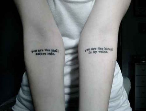 You are the smell before rain. You are the blood in my veins. Typewriter Font Tattoo, Brand New Lyrics, Partner Tattoo, Inner Elbow Tattoos, Best Tattoo Fonts, Brand New Tattoos, Font Tato, Wörter Tattoos, People With Tattoos