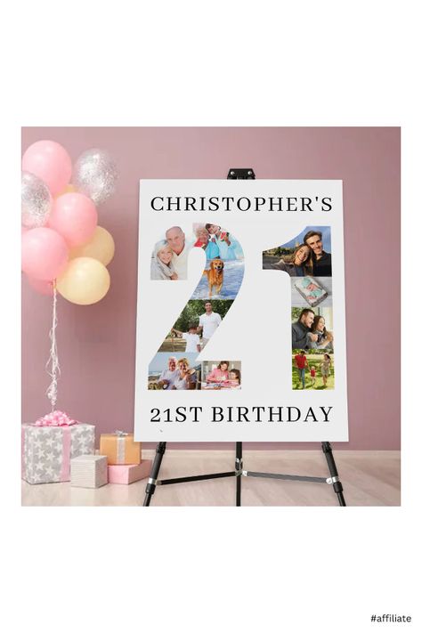 Birthday Photo Collage, Number 21, Birthday Photo, Foam Board, Birthday Photos, 21st Birthday, Photo Collage, Birthday Ideas, Created By