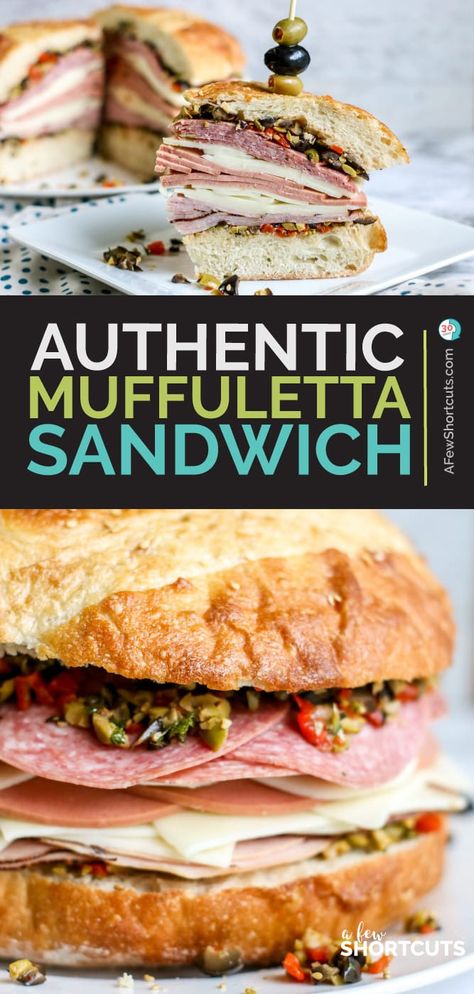 Muffaletta Recipe, Muffuletta Recipe, Muffaletta Sandwich, Muffuletta Sandwich, The Perfect Sandwich, Perfect Sandwich, Best Sandwich Recipes, Cold Sandwiches, Meat Appetizers