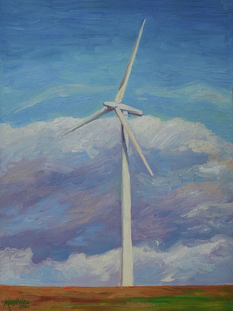 Wind Turbines, Wind Turbine, Wall Art Home, Art Home Decor, Art Home, Oil On Canvas, Instagram Images, Oil Painting, Design Inspiration