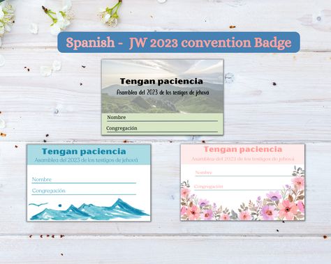 Spanish JW 2023 Exercise Patience Convention Badges, JW Convention Name Card, JW Printable, Regional Convention Badges, jw name badges, jw gifts https://etsy.me/3Kf6Pe5 #conventionbadge #jwinstantdownload #jwnamebadge #jwbadge #jwdownload #jwconvention #jwprintablebadge #regionalconvention #jwassembly #spanish #JWSpanish Exercise Patience Convention, Exercise Patience, Jw Convention, Jw Gifts, Beautiful Water, Name Card, Jehovah's Witnesses, Name Badges, Name Cards