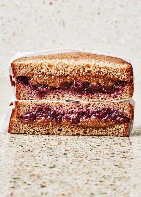 Pecan-Miso Butter and Jelly Sandwiches Noodle Salad Cold, Miso Butter, Grape Jam, Jelly Sandwich, Breakfast Sandwich Recipes, Homemade Jelly, Seaweed Snacks, Veggie Sandwich, Work Lunch