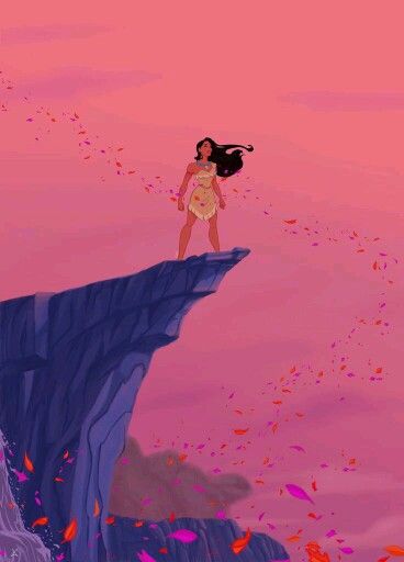 Pocahontas in a glorious stance on the cliff The Wind, Pocahontas, A Woman, Disney, Hair