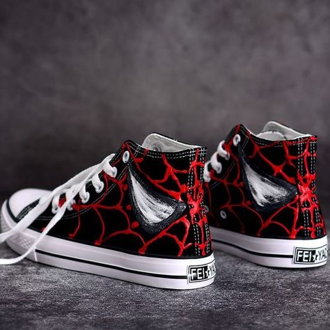 Cool Shoes For Men, Cute Converse Shoes, Marvel Shoes, Man Sneakers, Sneakers High Top, Black Tennis Shoes, Custom Shoes Diy, Cool Shoes, Diy Sneakers