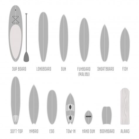 Set of surfboard types, volume shapes in... | Premium Vector #Freepik #vector #infographic #sport #shapes #board Surfer Style Outfits, Fish Surfboard, Best Surfboards, Surfboard Shapes, Wooden Surfboard, Fish Silhouette, Paddle Surfing, Surfboard Fins, Vector Infographic