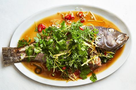 Cantonese-Style Steamed Fish Recipe - The New York Times Chinese Steamed Fish, Ny Times Recipes, Steamed Fish Recipes, Asian Fish, Arctic Char, Flat Fish, Taiwanese Cuisine, Cantonese Food, Whole Fish