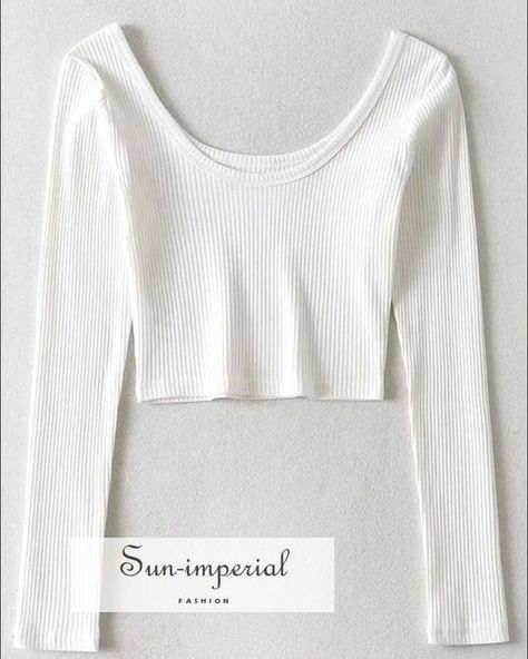 A white shirt is like a blank canvas, ready for your style masterpiece. 🎨 🖌️#croptop #crop #whitecroptop White Crop Top Full Sleeves, Cute Cropped Shirts, Short Crop Tops, White Ribbed Top, Imperial Fashion, Full Sleeve Top, Jersey Pattern, Ribbed Shirt, Rib Top