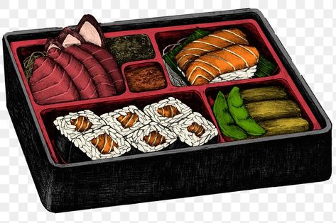 Bento Png, Fish Sushi, Japanese Bento, Japan Food, Bento Box, Free Illustrations, Japanese Culture, Japanese Food, Food Pictures