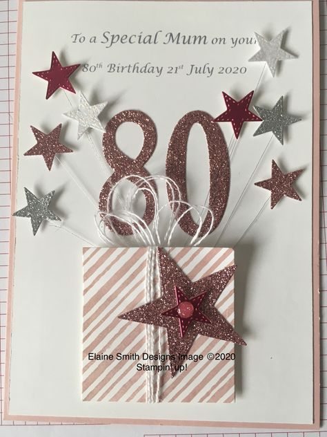 Diy 80th Birthday Cards, Stampin Up 80th Birthday Cards, 80th Birthday Cards Handmade For Women, Stampin Up Birthday Cards For Women, 50th Birthday Cards For Women, 90th Birthday Cards, Happy Birthday Cards Handmade, Stampin Up Birthday Cards, 80th Birthday Cards