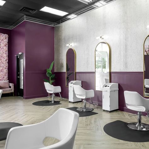 Swipe to see the stunning transformation of @glam_hair.salon in Frisco! ✨ This braiding salon now shines with rich plum accent walls, luxurious cork gold wallpaper, and chic chevron flooring. Every detail was thoughtfully curated to create an elegant and inviting atmosphere for clients and stylists alike. From the custom finishes to the sleek styling stations, this space truly embodies beauty and functionality. . . . . . #DFWDesigner #SalonTransformation #InteriorDesign #GlamSalonFrisco #Th... Plum Accent Wall, Chevron Flooring, Styling Stations, Glam Hair, Gold Wallpaper, Accent Walls, Beauty Salon, Hair Salon, Cork