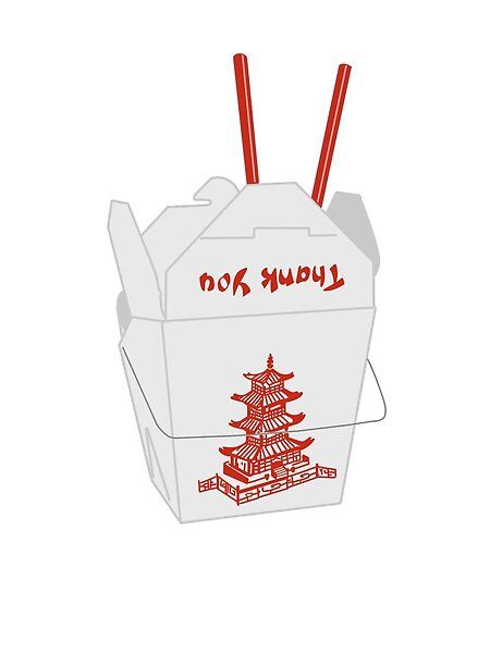 Chinese Takeout Box by Lizspiegs | Redbubble Chinese Food Box Drawing, Chinese Takeout Box Drawing, Chinese Takeout Box Tattoo, Chinese Takeout Tattoo, Takeout Box Design, Chinese Takeout Aesthetic, Weeknd Collage, Japanese Takeout, Chinese Takeout Box