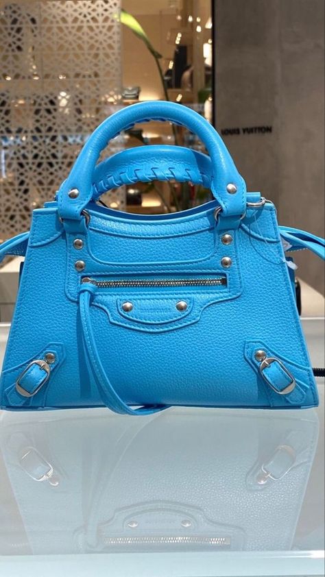 Blue Balenciaga Bag, Balenciaga Blue, Shopping Lifestyle, Luxury Bags Collection, Balenciaga Handbags, Bags Luxury, Fancy Bags, Luxury Purses, Balenciaga Bag