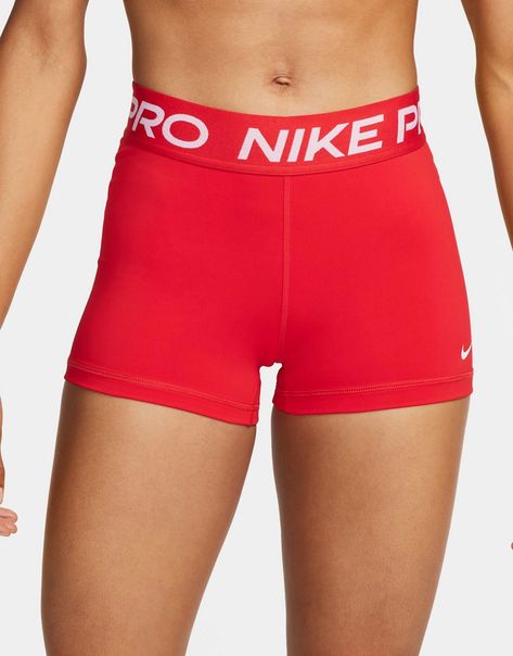 Shorts by Nike Training Training is now in session High rise Elasticized waistband Branded taping bodycon fit Red Nike Pros, Summer Workout Outfits, Gym Crush, Cute Nike Outfits, Nike Pro Women, Nike Pro Shorts, Gym Outfits, Summer Workout, Workout Outfits