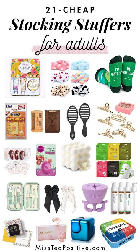 21 Best Stocking Stuffers for Adults under $10 | Miss Tea Positive Stocking Gifts For Adults, Christmas Stockings Ideas Stuffers For Women, What To Put In Christmas Stocking, What To Put In Stockings Gift Ideas, Christmas Stocking Filler Ideas, Stocking Stuffers For Girlfriend, Stocking Stuffers For Parents, Stocking Stuffers Amazon, Small Inexpensive Gift Ideas