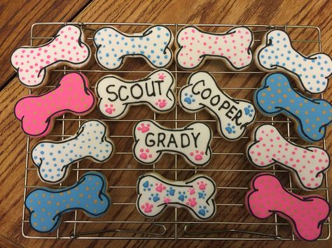 Dog bone Birthday decorated cookies Bone Cookies Decorated, Dog Cookies Decorated, Paw Cookies Decorated, Dog Birthday Cookies Decorated, Dog Bone Royal Icing Cookies, Dog Bone Cookies For People, Dog Theme Cookies Decorated, Dog Bone Decorated Cookies, Bow Tie Cookies