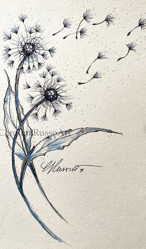 Dandelion Fluff Drawing, Line Art Dandelion, Dandilines Tattoo, Dandelion Fluff, Dandelion Tattoo Design, Dandelion Drawing, Abstract Watercolors, Dandelion Tattoo, Coord Set