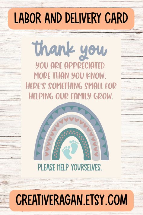 Thank You Labor And Delivery Nurses, Labor And Delivery Thank You Basket, Nurse Thank You Card, Nurse Basket, Thank You Baskets, Delivery Nurse Gifts, Labor Delivery Nursing, Baby Delivery, Labor Nurse