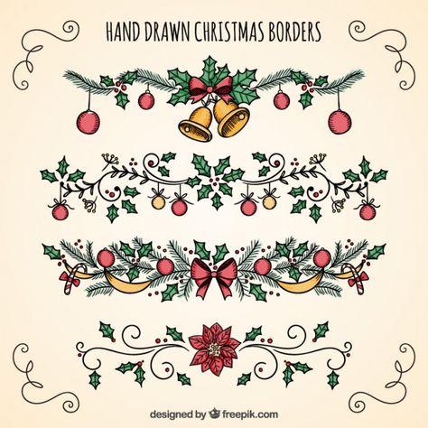 Christmas Border Design To Draw, Christmas Garland Drawing, Border Drawing Ideas, Christmas Wreath Drawing, Christmas Border Design, Yule Art, Christmas Draw, Free Christmas Borders, Border Drawing