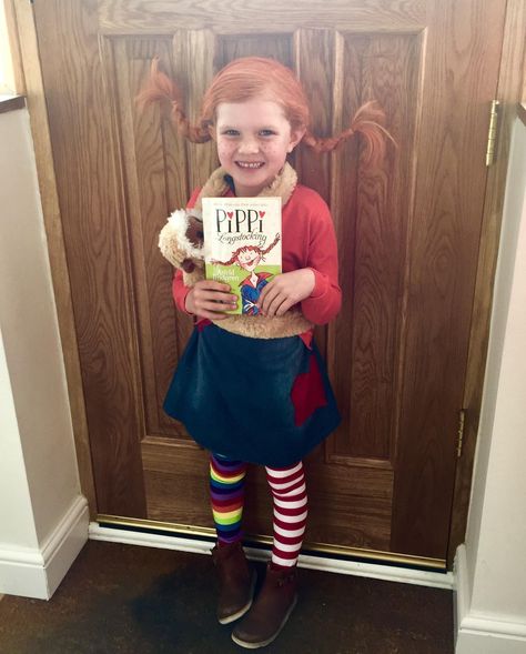 Pippi Long Stocking Costume, Pipi Long Stocking Costume, Pippy Long Stocking Costume, Book Character Dress Up Day, Waldorf Costume, Pippi Longstocking Costume, Pippi Longstocking Costumes, Character Day Ideas, Childhood Halloween