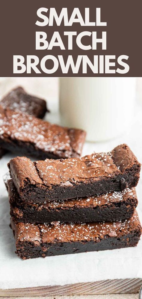 Brownies for two! Small batch brownies recipe for Valentine's Day or just a romantic date night dessert for two. Brownies For Two Recipe, Loaf Pan Brownies, Easy Desserts For Two People, Brownie Recipes Small Batch, Gluten Free Small Batch Desserts, Small Batch Brownies Recipes For Two, Quick Small Batch Desserts, Easy Small Batch Desserts, Small Batch Dessert Recipes