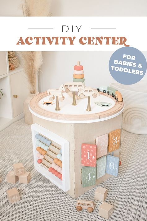 DIY Activity Cube Center for Babies and Toddlers #diyactivitycube #babydiy #diytoy #diytoys #diyactivitycenter #diyforkids Baby Playroom, Wow Wow Wow, Baby Toys Diy, Activity Cube, Diy Bebe, Nursery Room Inspiration, Diy Activities, Woodworking Skills, Infant Activities