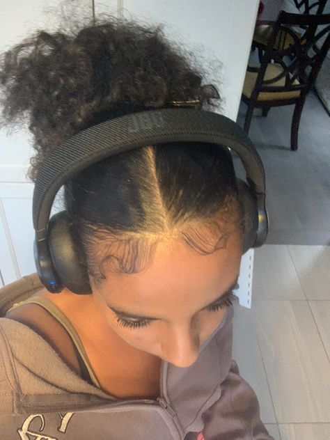 curly hair, type 3 hair, curly hairstyles, dark hair, edge inspo, slickback, headphones, black girl Hairstyles Dark Hair, Type 3 Hair, Headphones Black, Slick Back, Slick Hairstyles, Hair Curly, Curly Hairstyles, Dark Hair, Type 3