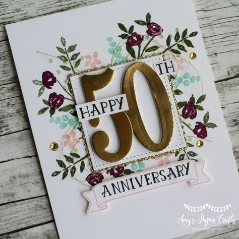 Pretty card with flowers framing the numbers Happy Anniversary Day, 50th Anniversary Card, Diy Anniversary Gifts For Him, 50th Anniversary Cards, Happy 50th Anniversary, Anniversary Cards Handmade, Happy Anniversary Cards, Diy Anniversary, Narnia Books