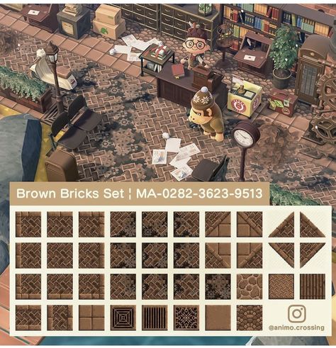 Steampunk Patterns, Motif Acnl, Acnh Cottagecore, Steampunk Animals, Abandoned City, Brick Path, Brick Paving, Brown Brick, Path Design