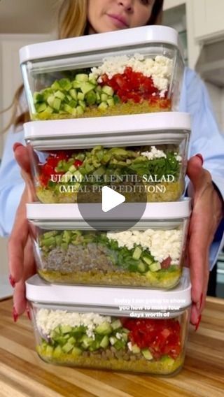 Nicole Keshishian Modic | KALEJUNKIE® on Instagram: "@kalejunkie ULTIMATE LENTIL SALAD, MEAL PREP EDITION! This salad is so worth making, it’s packed with protein and fiber and will keep you full for hours! The best part is that you can meal prep this for lunch all week without the lentils getting soggy. The secret is using the right storage containers. I LOVE my @zwilling_usa Fresh & Save vacuum seal glass containers; I have them in all sizes and use them daily and that’s because the rechargeable handheld vacuum pump literally sucks the air out, which in turn keeps your food fresher up to 5 times longer. Which means NO SAD LUNCHES! ⁣
⁣
Comment ‘LINK’ or ‘MEAL PREP’ and I will send you the links to the containers and vacuum pump!⁣
⁣
Makes 4 servings⁣
Lemon Dijon Vinaigrette⁣
1/2 cup olive Lemon Dijon Vinaigrette, Castelvetrano Olives, Recipes Salads, Dijon Vinaigrette, Salad Meal Prep, Protein Meals, Garlic Mashed, Lentil Salad, Meal Prep Containers