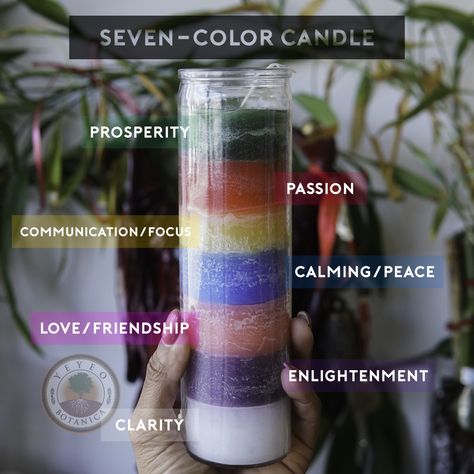 Seven colors, seven days, seven intentions, 7 African Powers… Seven is the number of truth and wisdom. Our seven-color candle immediately grabs the attention of customers wishing to do work with seven intentions or the 7 African Powers in a week’s time. 7 African Powers, Candle Magik, Candle Magick Spells, African Magic, Candle Meaning, Candle Color Meanings, Witchcraft Candles, Hoodoo Spells, Candle Reading