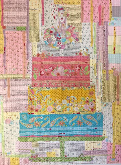 Fabric Scrapes, Collage Quilter, Artsy Quilts, Cake Collage, Collage Quilting, Laura Heine, Collage Projects, Collage Quilts, Collage Pattern