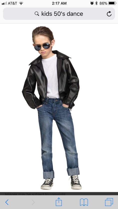 50s Outfits For Boys, Disfraz Rock And Roll, Kids 50s Costume, Greaser Costume, Greaser Jacket, Lifeguard Costume, 50s Outfit, Apple Costume, 50s Costume