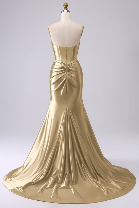 Premier Dresses, Premiere Dresses, Champagne Prom Dress Long, Gold Gowns, Prom Aesthetic, Trendy Party Outfits, Sweetheart Corset, Prom Dress Mermaid, Wedding Swimwear