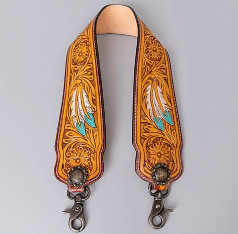 FINALLY!! Shorter tooled leather shoulder straps! Hand tooled & painted Total length 28in Western Hey Dudes, Pink Yellow Flowers, Hey Dude, Tooled Leather, Country Outfits, Leather Tooling, Turquoise Stone, Yellow Flowers, Pink Yellow