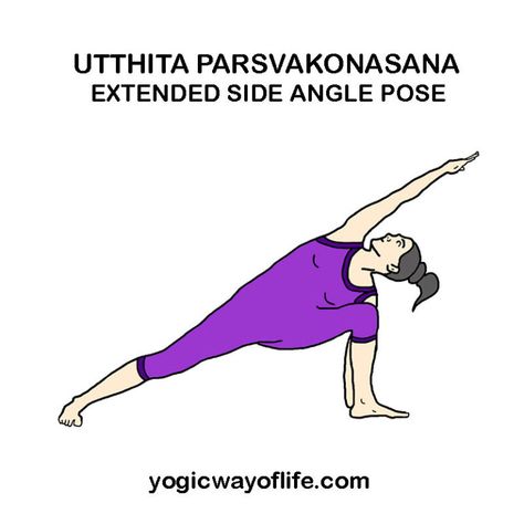 Utthita Parsvakonasana - Extended Side Angle Pose Utthita Parsvakonasana, Boxer Abs, Yoga Asanas Names, Archer Pose, Side Angle Pose, Pranayama Yoga, Yoga Sculpt, Side Angle, Yoga Poses Names