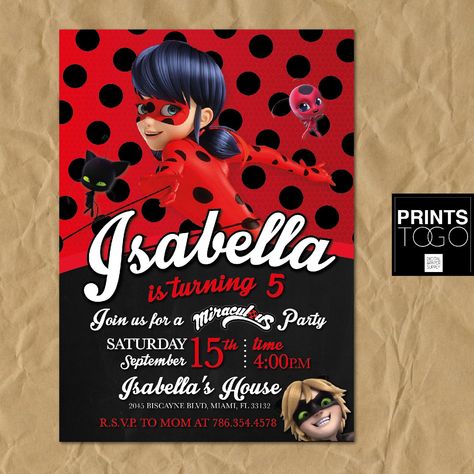 Ladybug Party Invitations, Ladybug Birthday Invitations, Ladybug Invitations, Miraculous Ladybug Party, Ladybug Birthday Party, Invitations Template, 1st Birthday Party Invitations, Ladybug Birthday, Ladybug Party