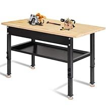 Adjustable Height Work Table, Workbench On Wheels, Heavy Duty Work Bench, Working Table, Wood Countertop, Garage Work Bench, Work Bench, Wood Countertops, Garage Workshop