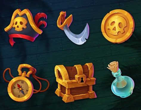 Pirate Props, Compass Icon, Casino Logo, Pirate Games, Props Concept, 2d Game Art, Props Art, Digital Marketing Design, Casual Art