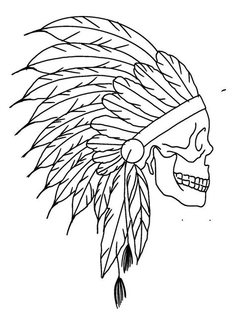 Outline Drawing Tattoo, Tattoo Outline Drawing Stencil Ideas, Tattoo Outline Drawing Stencil, Traditional Tattoo Outline, Indian Skull Tattoos, Chest Tattoo Drawings, Skull Stencil, Beginner Tattoos, Stencil Outline