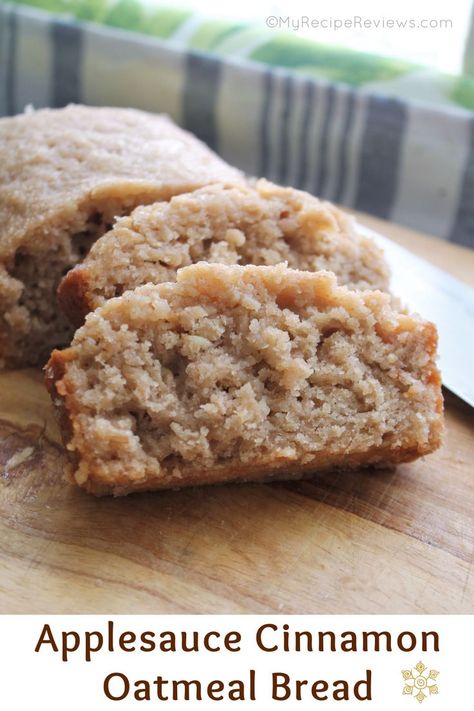 Slices of tender, amazing applesauce oatmeal bread on a cutting board. Cinnamon Oatmeal Bread, Apple Cinnamon Oatmeal, Oatmeal Bread, Cinnamon Oatmeal, Bread Recipes Sweet, Lost 100 Pounds, Dessert Bread, Apple Cinnamon, Bread Recipes Homemade