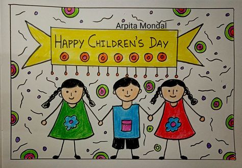 By arpita mondal Republic Drawing, Button Crafts For Kids, Basic Drawings, Online Painting Classes, Drawing Kids, Paint Drawing, Happy Children's Day, Painting Classes, Small Kids