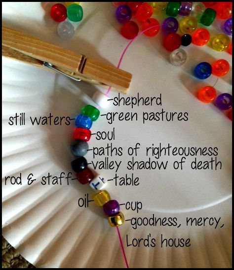 Psalm 23 bracelet Vbs Craft, Story Crafts, Bible Camp, Bracelet Colors, Bible Story Crafts, Children's Jewelry, Christian Crafts, Sunday School Activities, School Craft