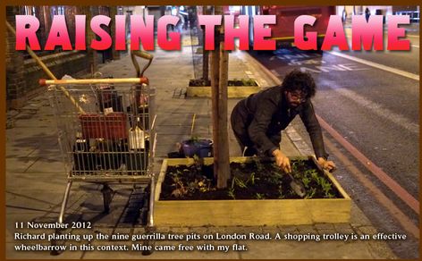 Raising The Game. Guerrilla Gardening in Elephant and Castle Guerrilla Street Art, Urban Ideas, Guerrilla Gardening, Healing Inspiration, Elephant And Castle, Pallet Boxes, Big Backyard, Plants Are Friends, Shopping Trolley