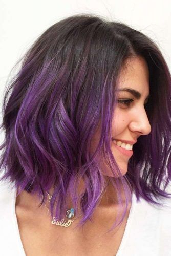 Bold and Beautiful Ombre Short Hair Styles for a Brave New Look ★ See more: http://lovehairstyles.com/ombre-short-hair-styles/ Dark Purple Hair Color, Purple Balayage, Dark Purple Hair, Purple Ombre Hair, Dip Dye Hair, Short Ombre Hair, Violet Hair, Ombré Hair, Hair Color Purple