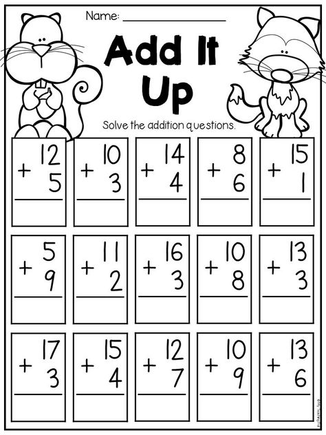 Gr 2 Math Worksheets, Grade 1 Maths, Addition Up To 20, Addition Worksheets First Grade, Math First Grade, Addition Within 20, Kertas Kerja Prasekolah, Addition To 20, Addition Worksheet