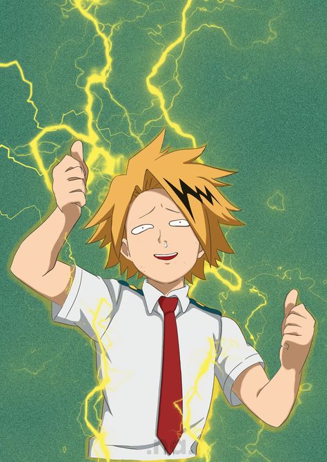 Kaminari Denki from BNHA (in dumb mood) Broken Angel, Kaminari Denki, Human Pikachu, Class 1 A, Hero Girl, Hero Wallpaper, Amazing Life Hacks, Hero Academia Characters, My Hero Academia Manga