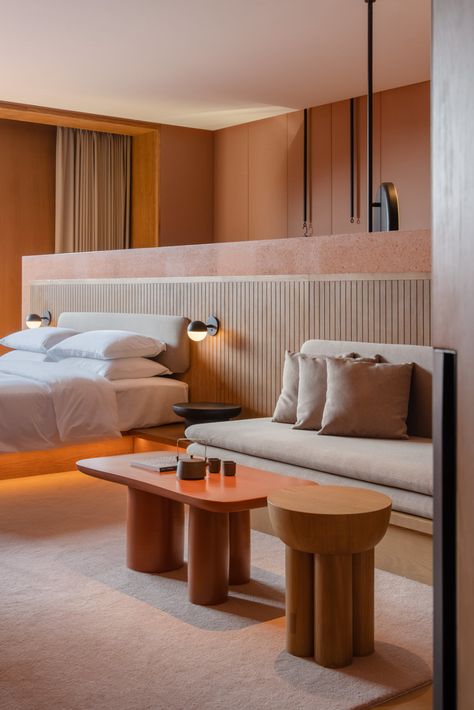 Taoxichuan Hotel by David Chipperfield Architects and Interiors by AIM Architecture. David Chipperfield Interior, Canvas Walls, Minimalism Living, Seaside Hotel, Standard Hotel, Hotel Room Design, Bilik Tidur, Brick Facade, Bedroom Hotel